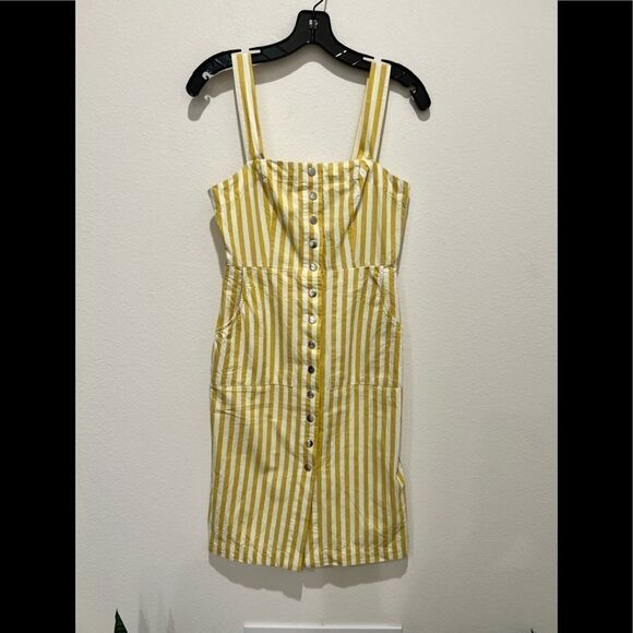 Forever 21 Pinafore dress primrose-white striped pattern casual look size S - Picture 1 of 3